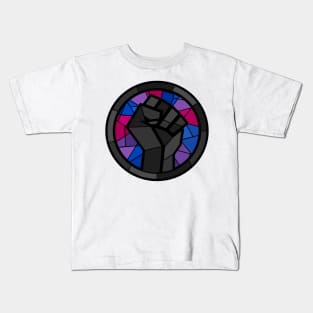 BLM Stained Glass Fist (Bi) Kids T-Shirt